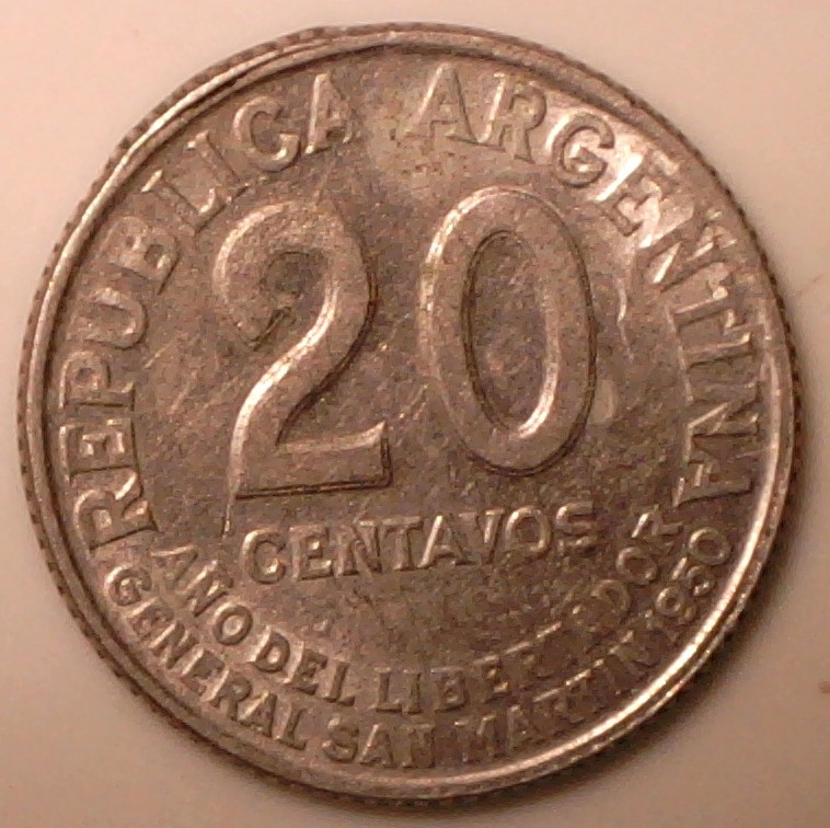 1950-Argentina-20-Centavos-Indent-Strike