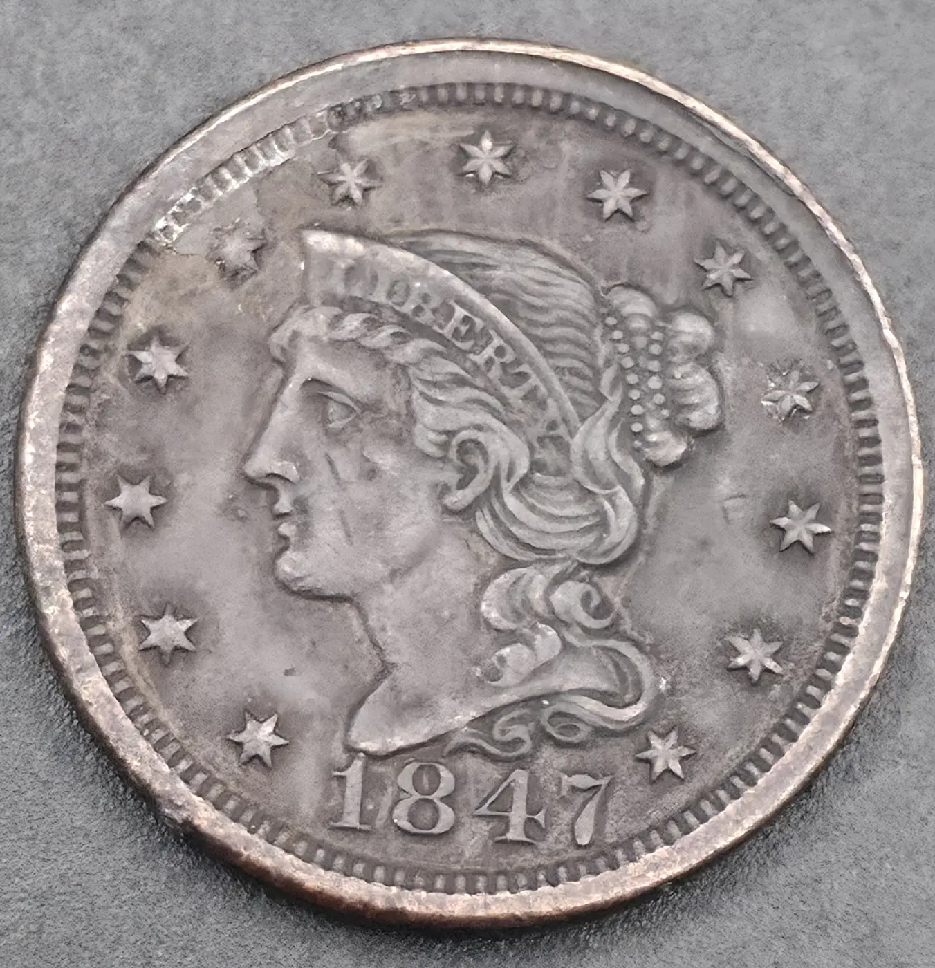 1847-Braided-Hair-Cent-For-Grading