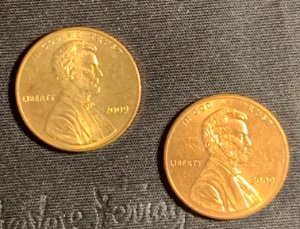 2009-Pennies-Early-Childhood:-Same-Pennies-But-Different-Color-Or-Toning?