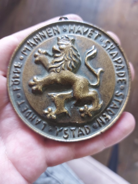 Large-Swedish-Medaillon-Ystad-,-Early-1900's?