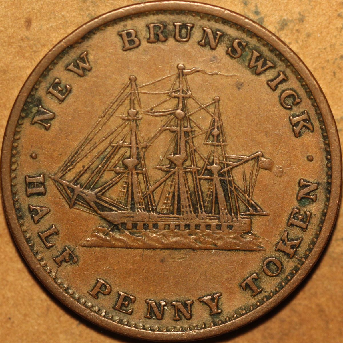 2-1843-New-Brunswick-Half-Penny-Tokens-For-Grade-And-Comments