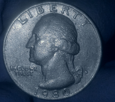 1980-Quarter-Struck-On-Nickel-Planchet?-Different-Picture-Angle.-Hub-Error?