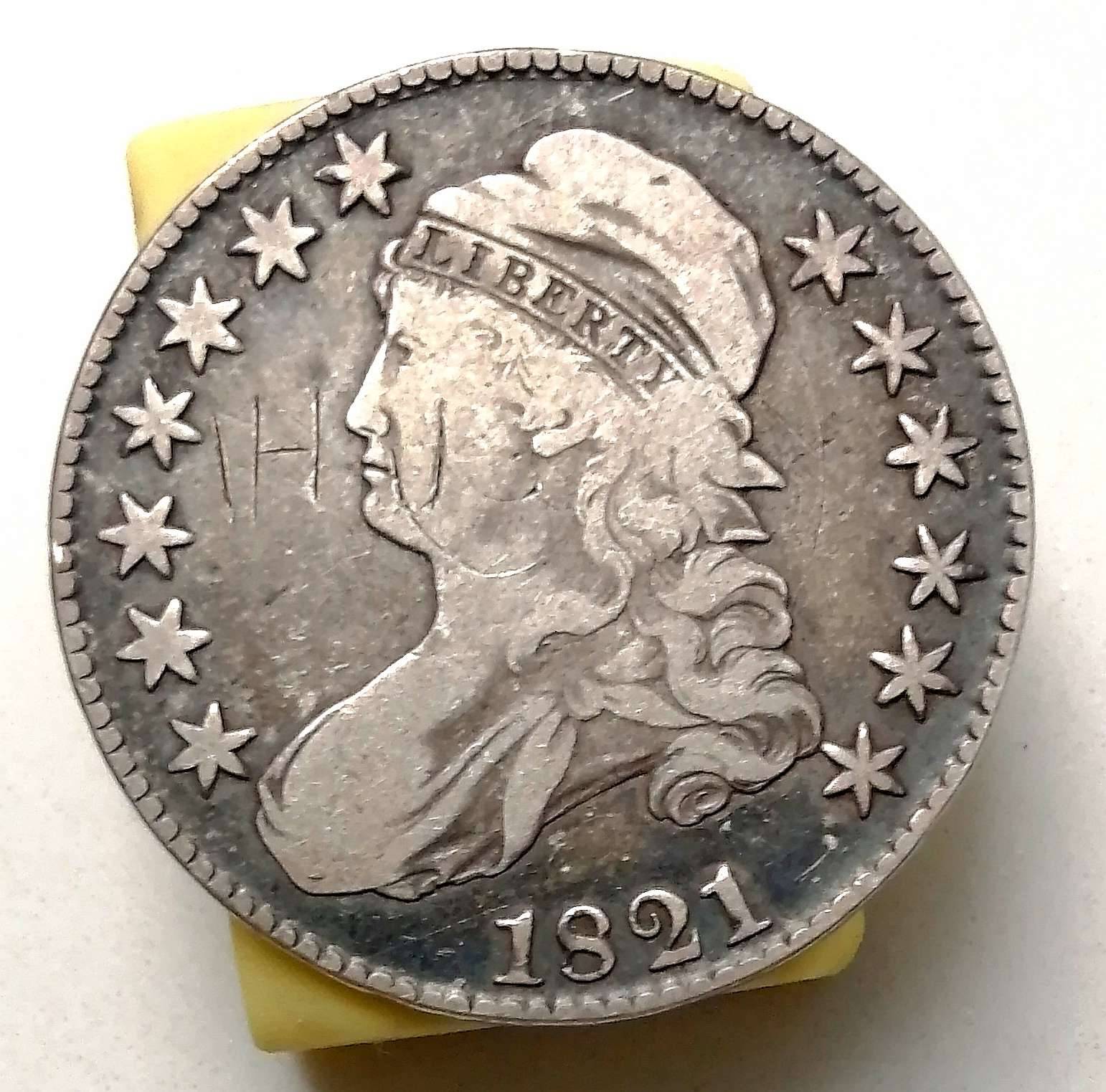 1821-Capped-Bust-Half-Dollar-And-Why-People-Engraved-Letters-On-Silver-Coins?