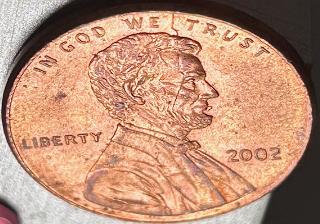 2002-P-Lincoln-Penny--Spikehead-And-Strikethrough/Die-Gouge-On-Face/Double-Eyelid?