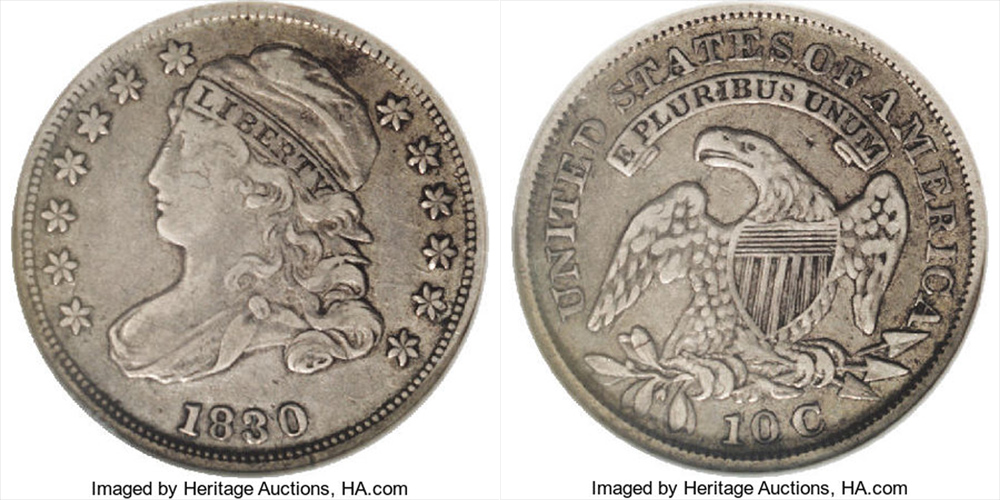 1830-P-Capped-Bust-Dime,-With-Unidentified-Variety-Attributes
