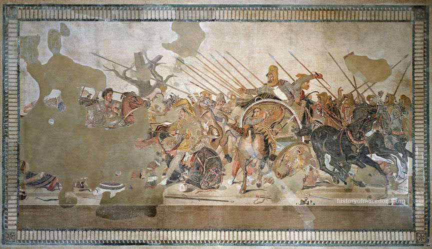 Alexander the Great Coins Mosaic from from Pompeii in the house of Faun, depicting<br>Alexander riding his horse Bucephalus facing Darius III<br>in his chariot at the Battle of Issus in 333 BC Alexander the Great Coins Mosaic from from Pompeii in the house of Faun, depicting<br>Alexander riding his horse Bucephalus facing Darius III<br>in his chariot at the Battle of Issus in 333 BC