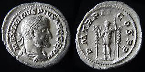  Ancient Coins Denarius of Maximinus with legend of<br>MAXIMINIVS PIVS AVG GERM/PM TR P II COS PP dates to 236 AD