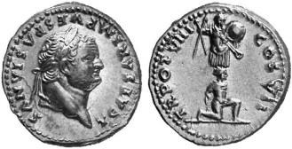  Ancient Coins Denarius of Titus with legend<br>TR POT VIII COS VII Dates it to 78 – 79 AD