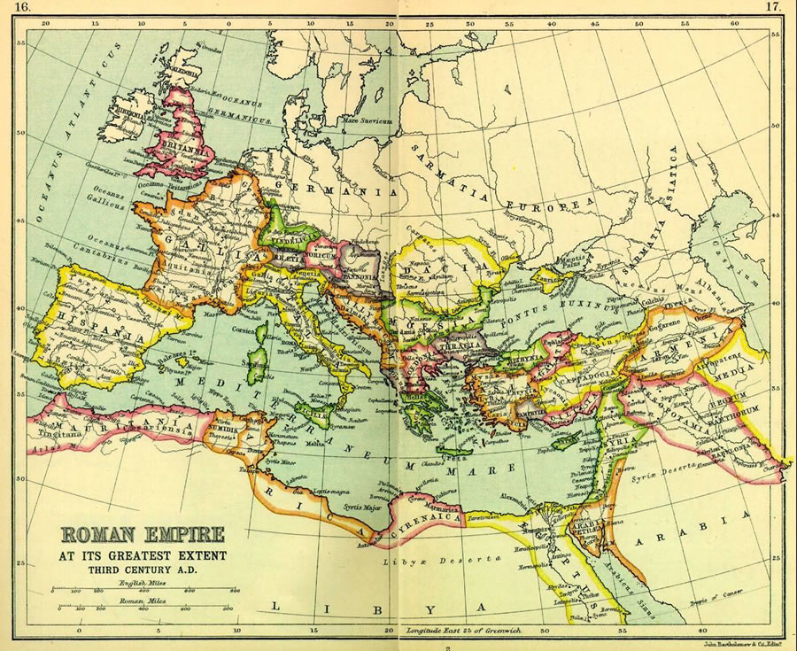  Ancient Coins Map of the Roman Empire at it's greatest extent in the 3rd century AD.