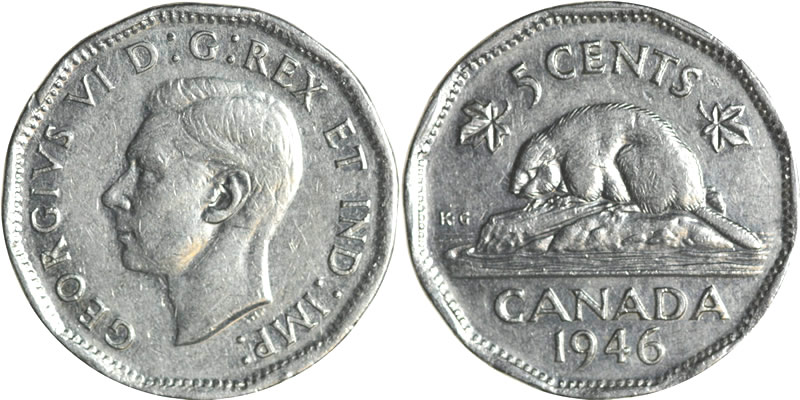 1946 George VI Five Cent - Nickel 1946 George VI Five Cent - Nickel