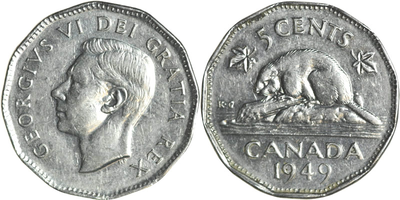 1949 George VI Five Cent - Nickel 