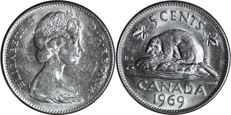1969 Elizabeth II Five Cent - Nickel 1969 Elizabeth II Five Cent - Nickel