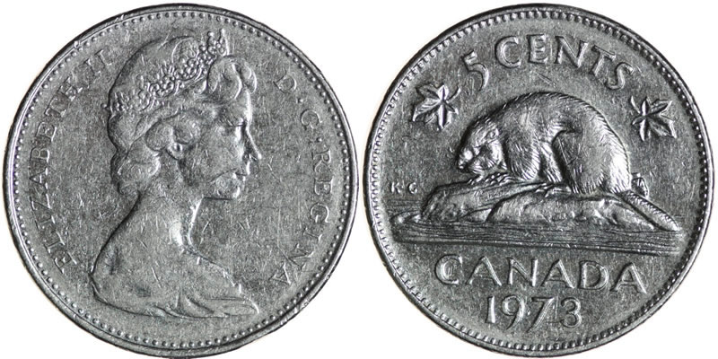 1973 Elizabeth II Five Cent - Nickel 1973 Elizabeth II Five Cent - Nickel