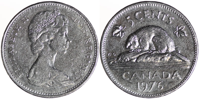 1976 Elizabeth II Five Cent - Nickel 1976 Elizabeth II Five Cent - Nickel