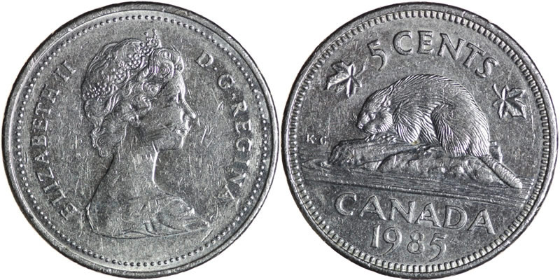 1985 Elizabeth II Five Cent - Nickel 1985 Elizabeth II Five Cent - Nickel