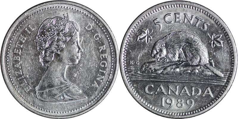 1989 Elizabeth II Five Cent - Nickel 
