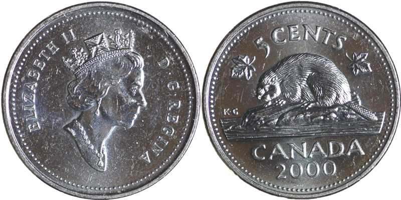 2000 Elizabeth II Five Cent - Nickel 2000 Elizabeth II Five Cent - Nickel