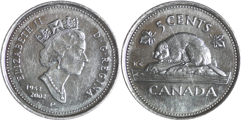 2002P Elizabeth II Five Cent - Nickel 2002P Elizabeth II Five Cent - Nickel