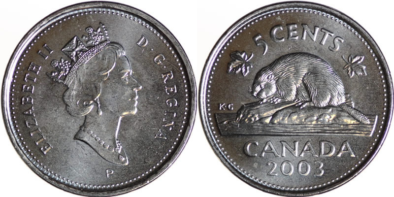 2003P Elizabeth II Five Cent - Nickel 2003P Elizabeth II Five Cent - Nickel