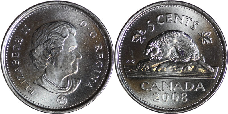2008 Elizabeth II Five Cent - Nickel 2008 Elizabeth II Five Cent - Nickel