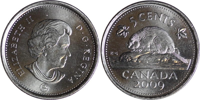 2009 Elizabeth II Five Cent - Nickel 2009 Elizabeth II Five Cent - Nickel