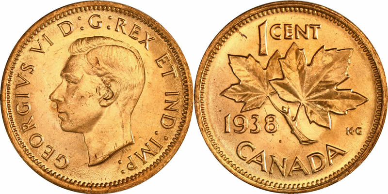 1938 George VI Small Cent 1938 George VI Small Cent