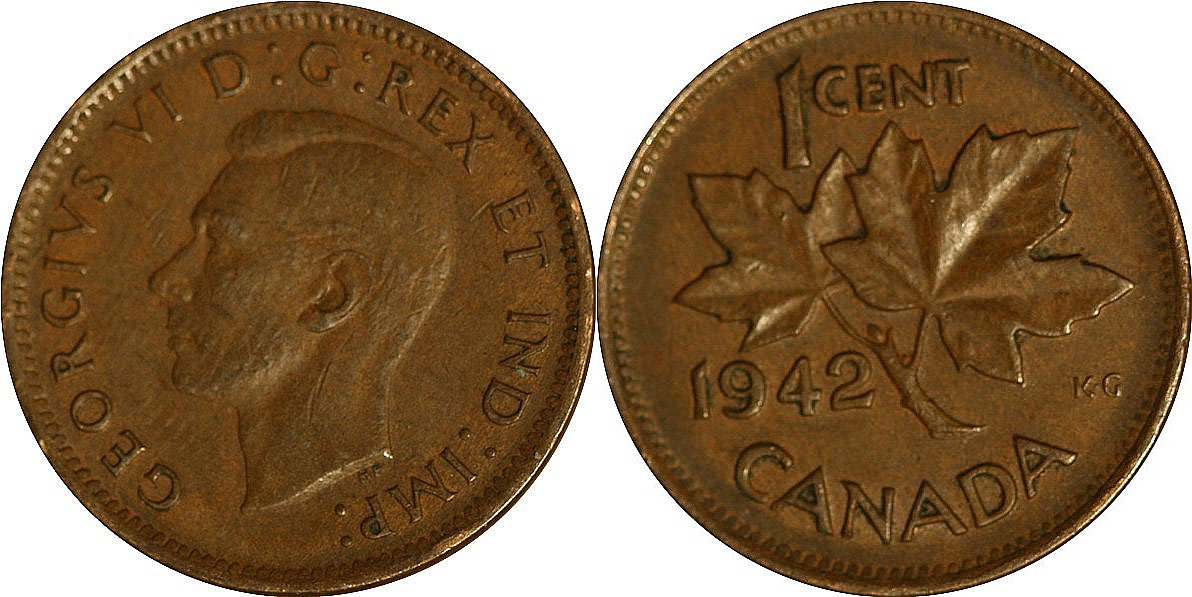 1942 George VI Small Cent 1942 George VI Small Cent