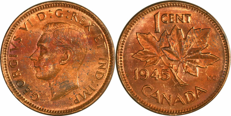 1945 George VI Small Cent 1945 George VI Small Cent