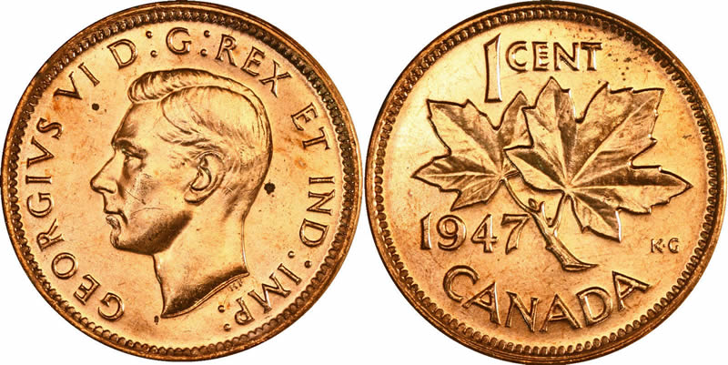 1947 George VI Small Cent 1947 George VI Small Cent