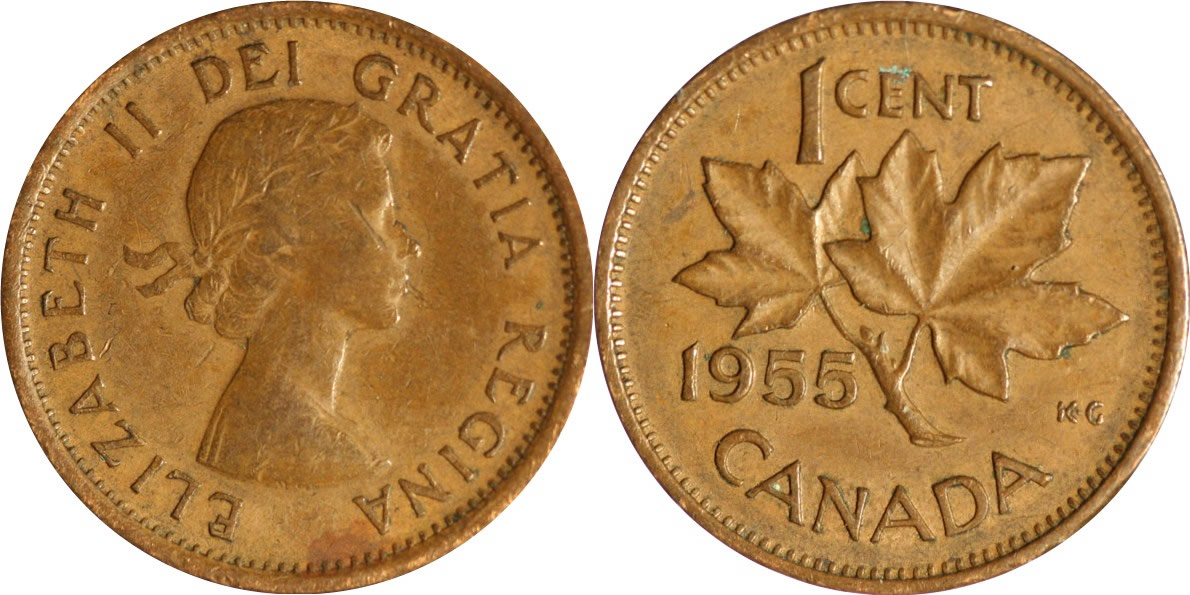 1955 Elizabeth II Small Cent 