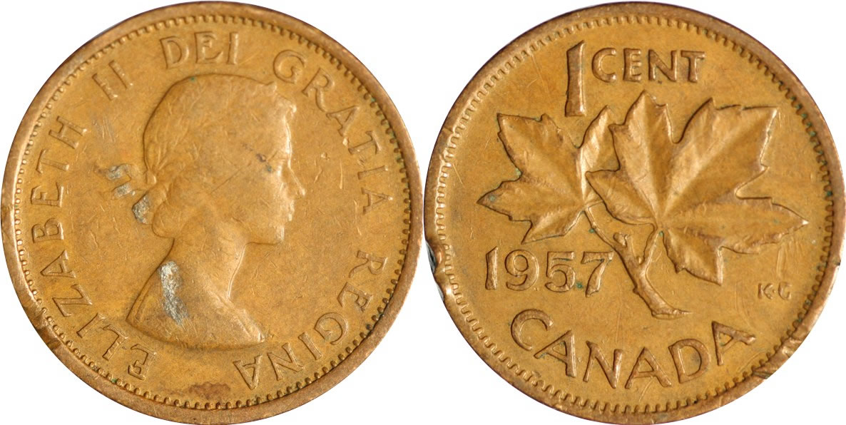 1957 Elizabeth II Small Cent 1957 Elizabeth II Small Cent