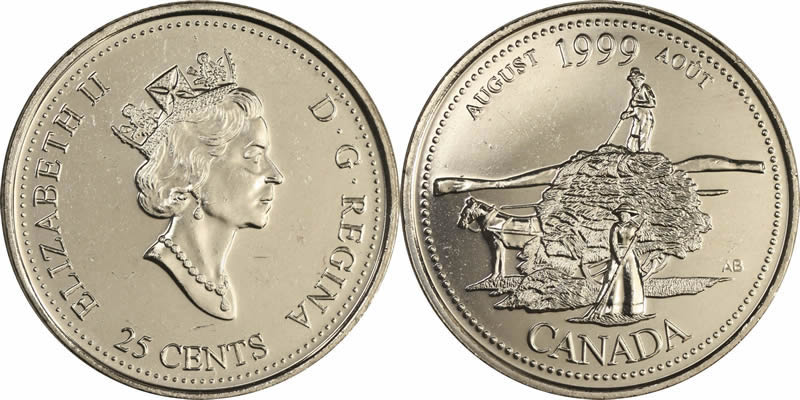 1999 The Pioneer Spirit (August) Elizabeth II Twenty Five Cent - Quarter 
