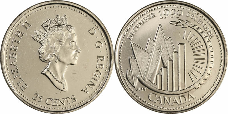 1999 This is Canada (December) Elizabeth II Twenty Five Cent - Quarter 