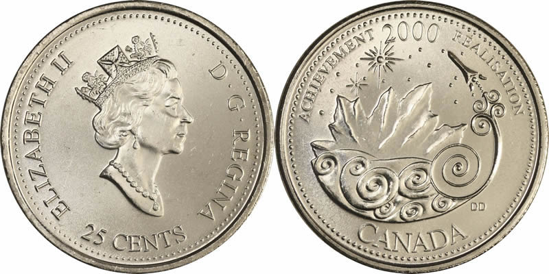 2000 Acheivement (March) Elizabeth II Twenty Five Cent - Quarter 