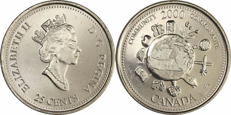2000 Community (December) Elizabeth II Twenty Five Cent - Quarter 2000 Community (December) Elizabeth II Twenty Five Cent - Quarter