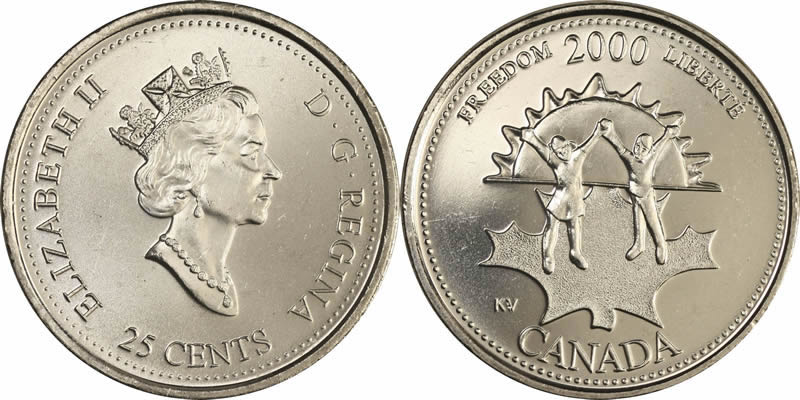 2000 Freedom (November) Elizabeth II Twenty Five Cent - Quarter 2000 Freedom (November) Elizabeth II Twenty Five Cent - Quarter