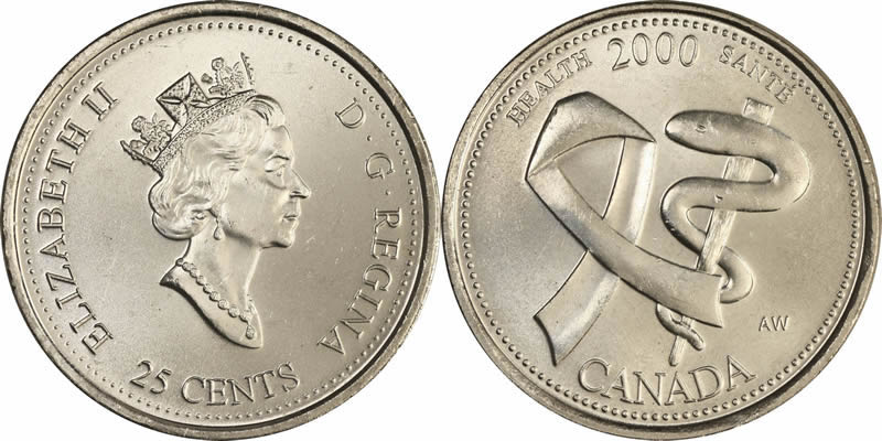 2000 Health (April) Elizabeth II Twenty Five Cent - Quarter 2000 Health (April) Elizabeth II Twenty Five Cent - Quarter