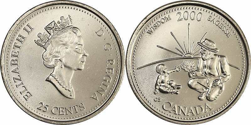 2000 Wisdom (September) Elizabeth II Twenty Five Cent - Quarter 