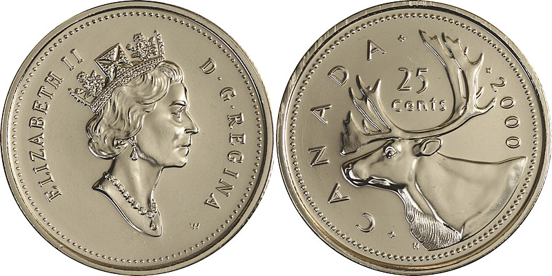 2000 W Elizabeth II Twenty Five Cent - Quarter 