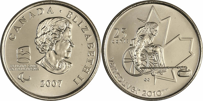 2007 Wheelchair Curling Elizabeth II Twenty Five Cent - Quarter 2007 Wheelchair Curling Elizabeth II Twenty Five Cent - Quarter