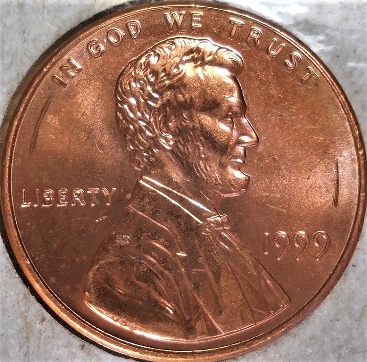 1999-P-Lincoln-Cent-Retained-Struck-Though-Or-Damage?