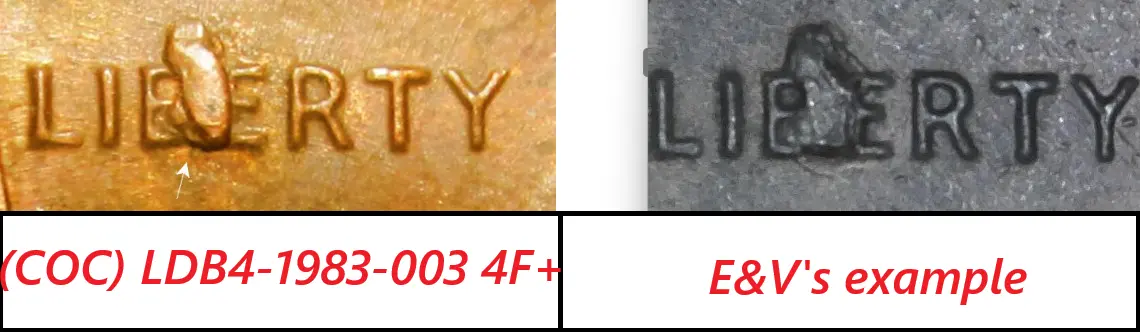 1983--P-Lincoln-Memorial-Cent-With-Huge-BIE-Die-Chip
