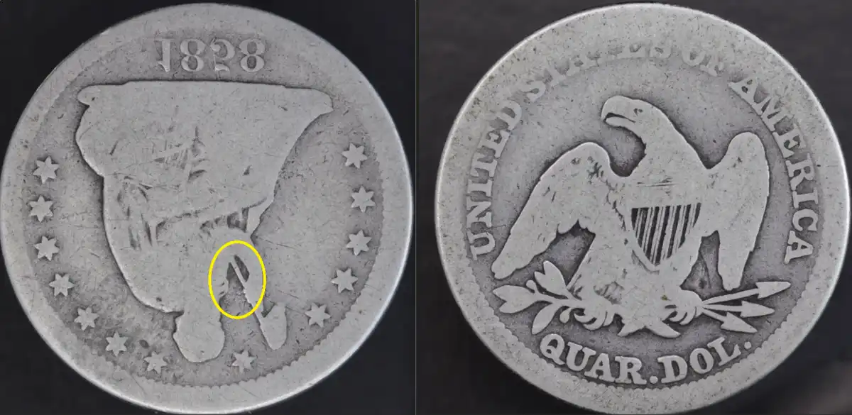 1858-Seated-Quarter-1c-Flying-Eagle-Clash-Not-Being-Cute