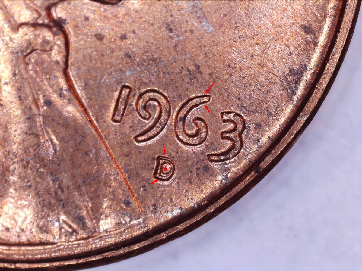 1963-D-Lincoln-Penny-DD-Or-MD