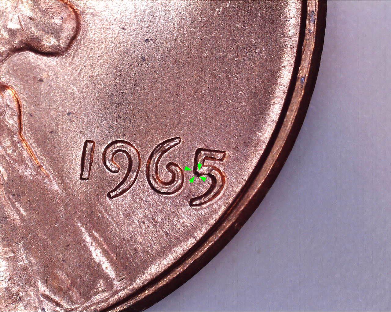 1965-Lincoln-Penny-Red-With-Split-Serif?