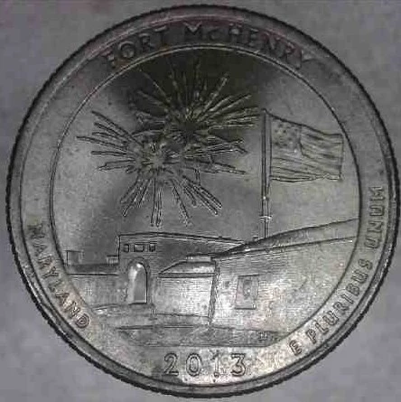 2013-P-Fort-Henry-Quarter-WDDR-008-W/-Possible-Small-Reverse-Rim-Cud