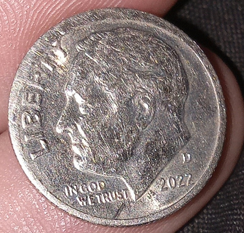 2022-D,-US-Dime-Off-Center-With-Flat-Rim