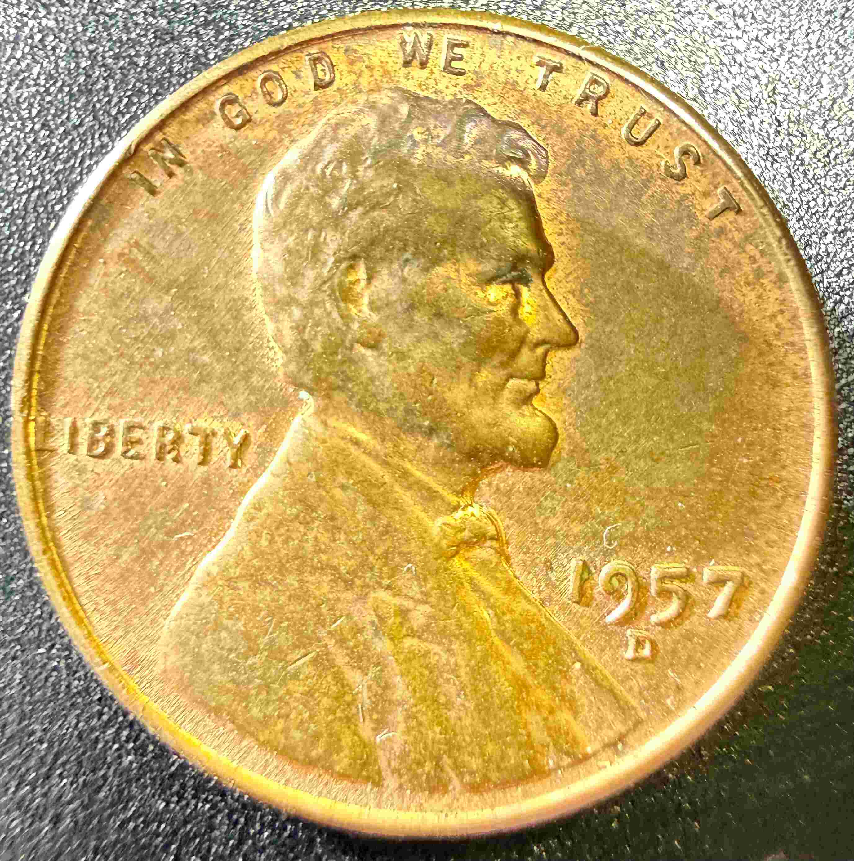 1957-D-Lincoln-Cent---Raised-Areas-Adjacent-To-Lincoln's-Bust