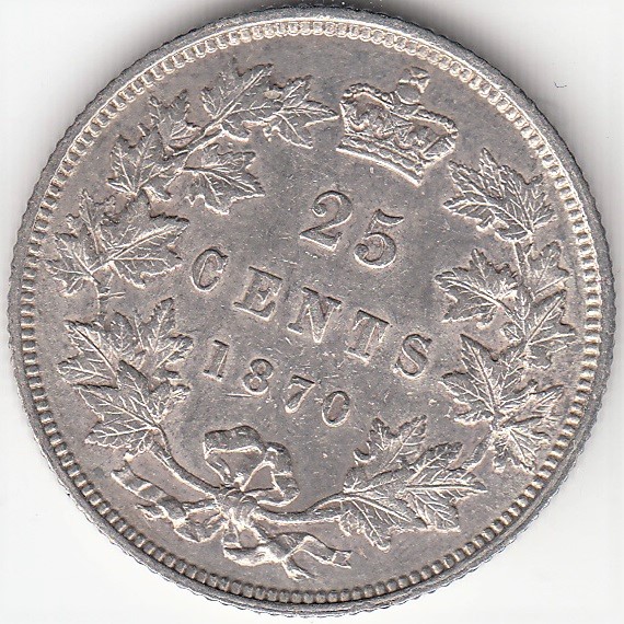 1870-25-Cents-With-Re-Punched-5-In-Denomination-+-OBV-Die-Crack