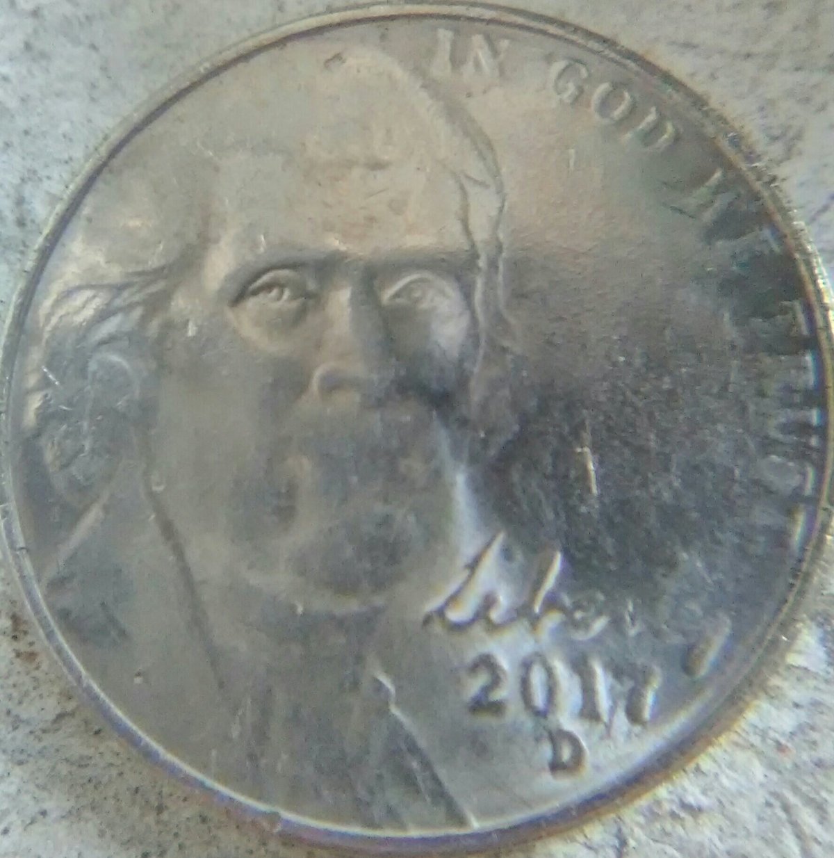 2017-D-Jefferson-Nickel-Struck-Through-Grease-Or-Error?
